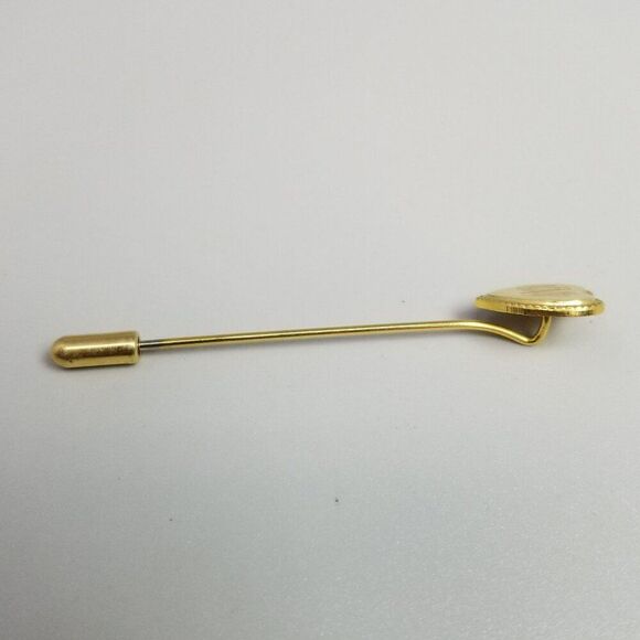 Vintage Heart Stick Pin Engraved Monogram M.N.V. Gold Tone Brooch, Estate - Picture 2 of 6